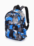 Рюкзак школьный на молнии, с карманами, с принтом, размер 30×13×42 см, синий/серый - Фото 9