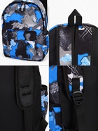 Рюкзак школьный на молнии, с карманами, с принтом, размер 30×13×42 см, синий/серый - Фото 5