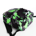 Рюкзак молодёжный из текстиля, 3 кармана, цвет серый/зелёный - Фото 3
