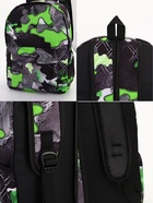 Рюкзак школьный на молнии, с карманами, с принтом, размер 30×13×42 см, серый/зелёный - Фото 6