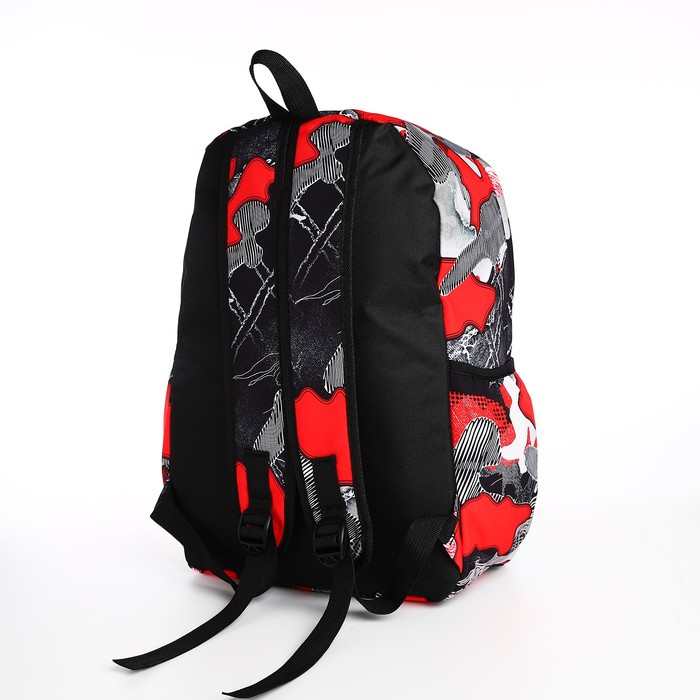 Рюкзак молодёжный из текстиля, 3 кармана, цвет красный/серый - фото 1907909988