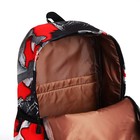 Рюкзак молодёжный из текстиля, 3 кармана, цвет красный/серый - фото 7852390