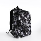 Рюкзак школьный из текстиля на молнии, 3 кармана, цвет чёрный - фото 109322407