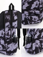 Рюкзак школьный на молнии, с карманами, абстрактным рисунком, размер 30×13×42 см, чёрный/серый - Фото 5