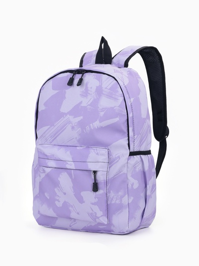 Рюкзак школьный на молнии, с карманами, принтом, размер 30×13×42 см, сиреневый
