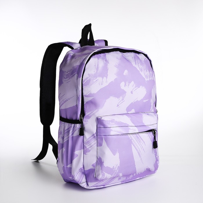 Рюкзак молодёжный из текстиля на молнии, 3 кармана, цвет сиреневый - Фото 1