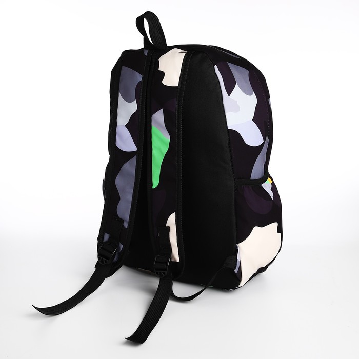 Рюкзак молодёжный из текстиля, 3 кармана, цвет чёрный/серый - фото 1907909992