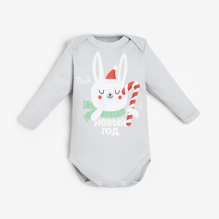 Боди детское «Крошка Я. Мой первый НГ», рост 86-92 см, серое - Фото 1