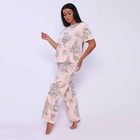 Комплект женский домашний (футболка/брюки), цвет розовый, размер 46 - фото 24671461