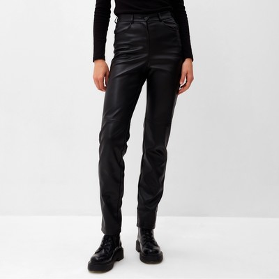Брюки из экокожи женские MINAKU: Eco leather, чёрные, размер 50