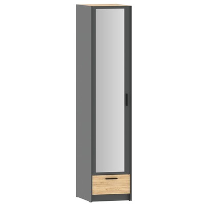 Шкаф – пенал «Оттавия 011.20», с зеркалом, 482×590×2204 мм, цвет антрацит/дуб крафт золотой