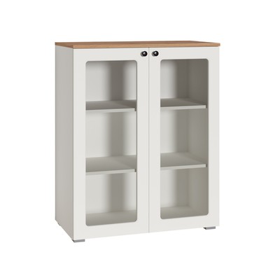 Тумба – витрина «Остин 16.394.01», 800×419×993 мм, цвет белый шагрень/дуб золотой