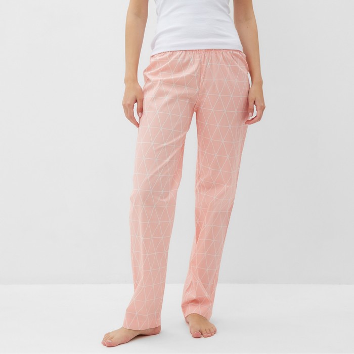 Брюки домашние женские KAFTAN «Ромбы», размер 52-54, розовые