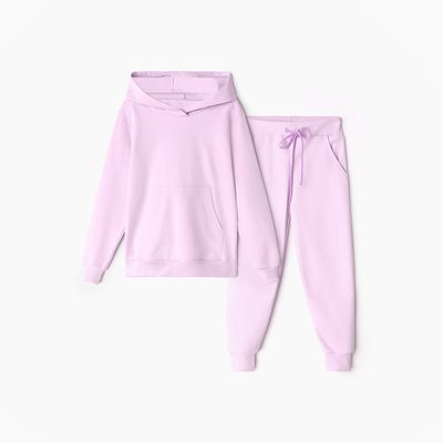 Костюм для девочки с начёсом (толстовка, брюки), сиреневый, рост 98 см