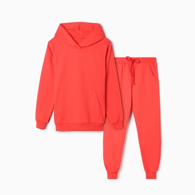 Костюм для девочки с начёсом (толстовка, брюки), красный, рост 104 см