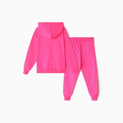 Костюм для девочки с начёсом (толстовка, брюки), ярко-розовый, рост 110 см