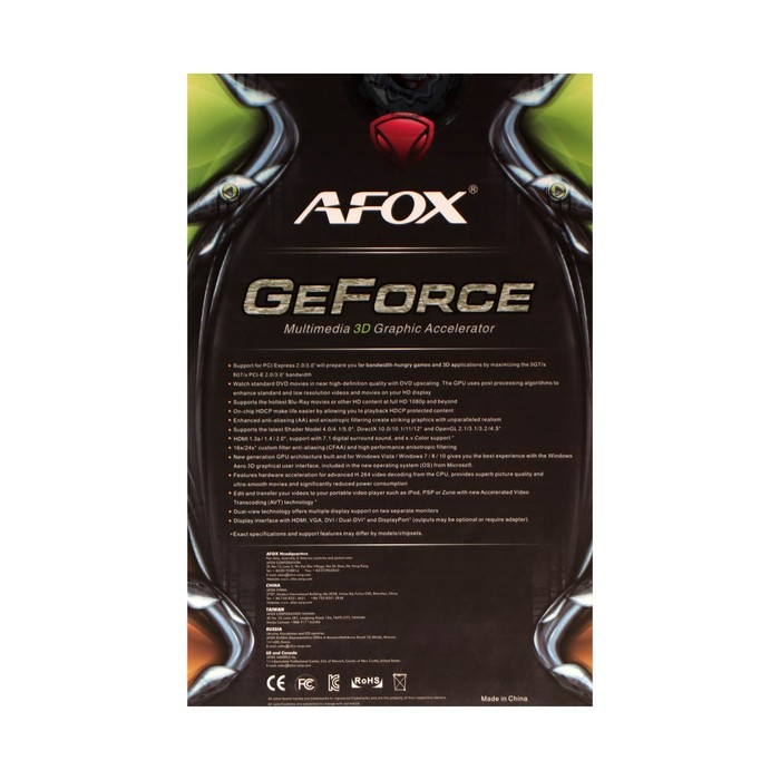 Видеокарта Afox GT1030, 2Гб, 64bit, GDDR5, DVI, HDMI, HDCP - фото 51482982