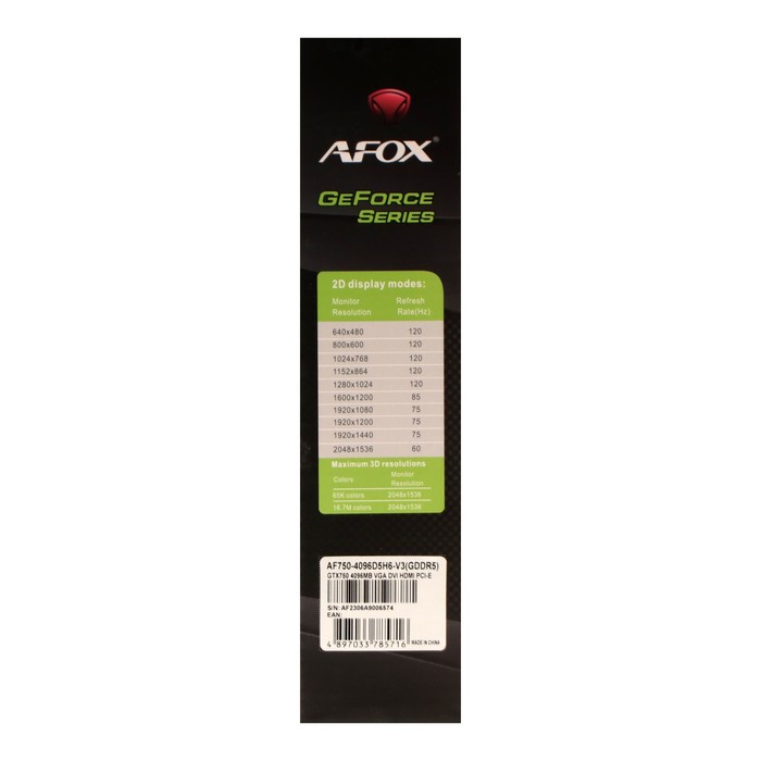 Видеокарта Afox GTX750, 4Гб, 128bit, GDDR5, DVI, HDMI, VGA, HDCP - фото 51482985