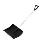 Лопата для уборки снега, пластиковый ковш 410×515 мм, оцинкованная планка, алюминиевый черенок, с ручкой - Фото 6