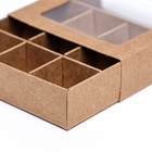 Коробка для 9 конфет 8.7×8.7×2.5 см, Тонкие разделители, крафт  (артикул 9724647)  большой выбор товаров оптом и в розницу по низким ценам с доставкой
