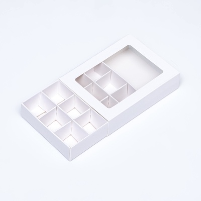 Коробка для 12 конфет, 11.5×8.7×2.5 см, Тонкие разделители, белый