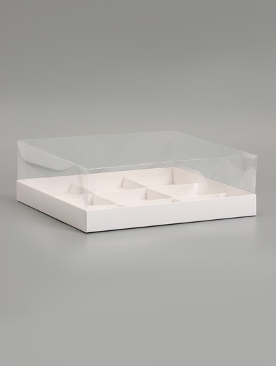 Коробка для муссовых пирожных 9 штук 30×30×8, Белый