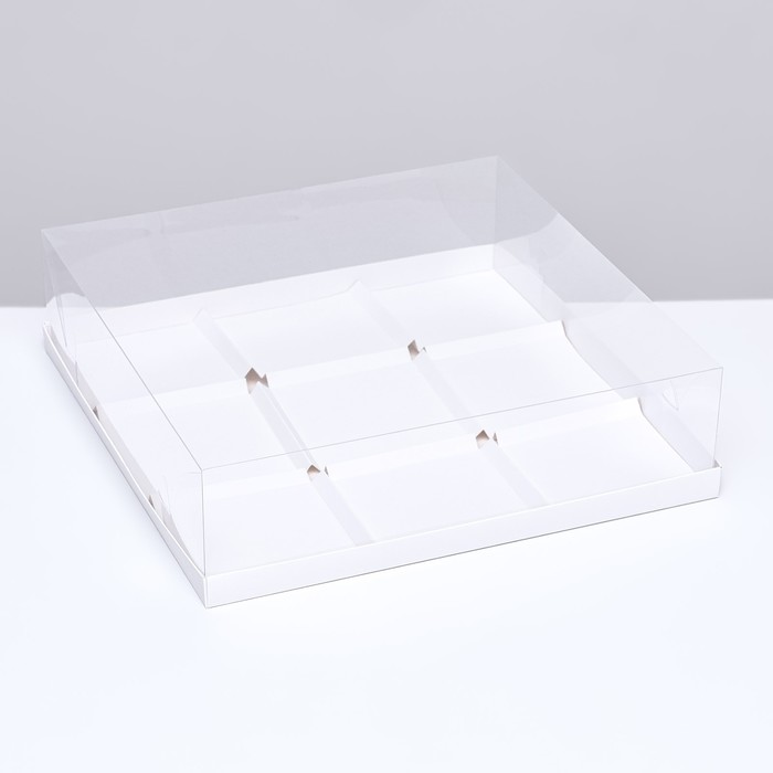 Коробка для муссовых пирожных 9 штук 30x30x8, Белый - Фото 1