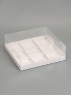 Коробка для муссовых пирожных 9 штук 30×30×8, Белый - Фото 2