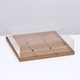 Коробка для муссовых пирожных 9 штук 30x30x8, Крафт