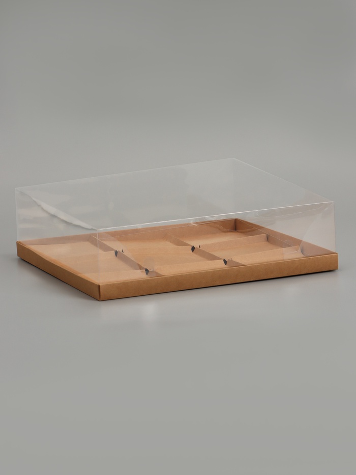 Коробка для муссовых пирожных 9 штук 30×30×8 см, крафт - Фото 1