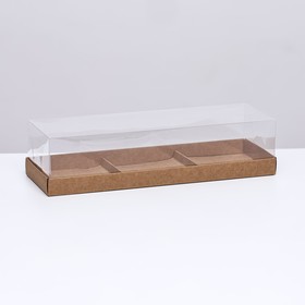 Коробка для муссовых пирожных 3 штуки, 26x8,5x6 Крафт