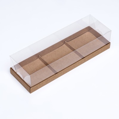 Коробка для муссовых пирожных 3 штуки, 26×8.5×6 Крафт