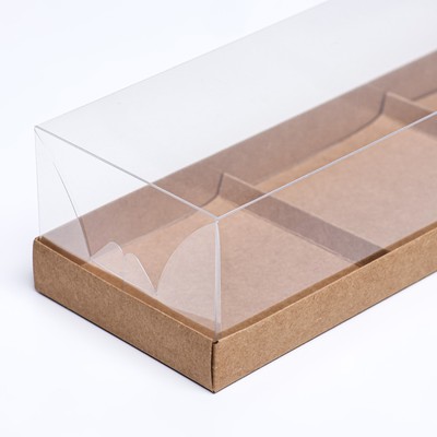Коробка для муссовых пирожных 3 штуки, 26×8.5×6 Крафт