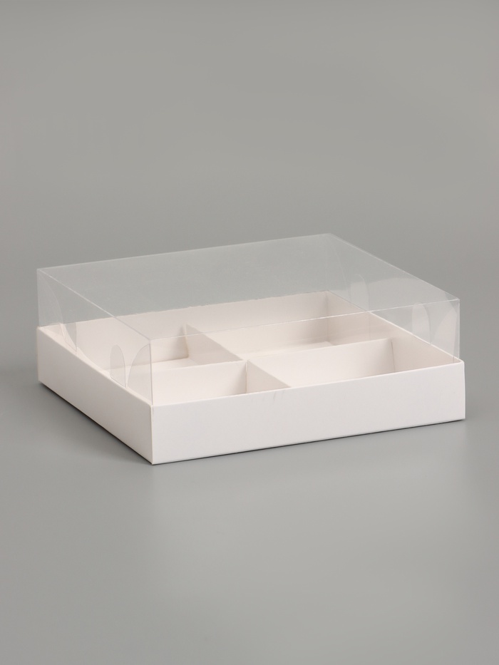 Коробка для муссовых пирожных, 4 штуки, 17×17×6 Белый - Фото 1