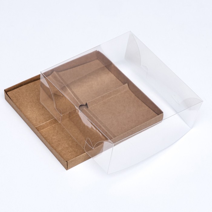 Коробка для муссовых пироженных 4 штуки, 17x17x6 Крафт
