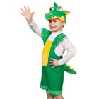 Костюм «Дракончик зелёный», плюш: шапочка, полукомбинезон, 3-6 лет, рост 92-122 см - фото 320501174