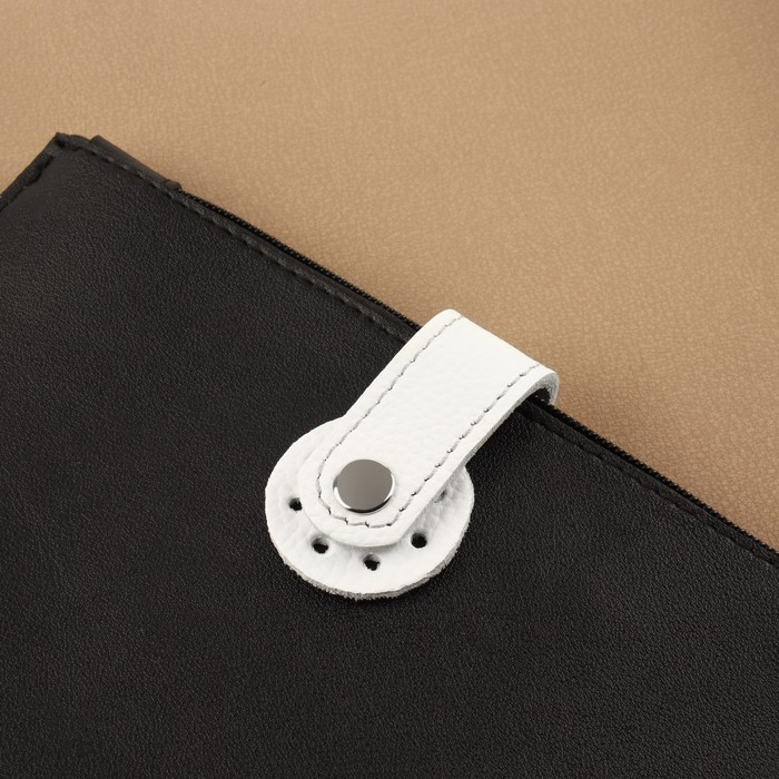 Застёжка пришивная для сумки, на кнопке, из натуральной кожи, 13,5 × 2,5 см, цвет белый/серебряный