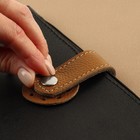 Застёжка пришивная для сумки, на кнопке, из натуральной кожи, 13,5 × 2,5 см, цвет коричневый/серебряный - фото 7852959