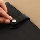 Застёжка пришивная для сумки, на кнопке, из натуральной кожи, 13,5 × 2,5 см, цвет чёрный/серебряный - фото 7852965