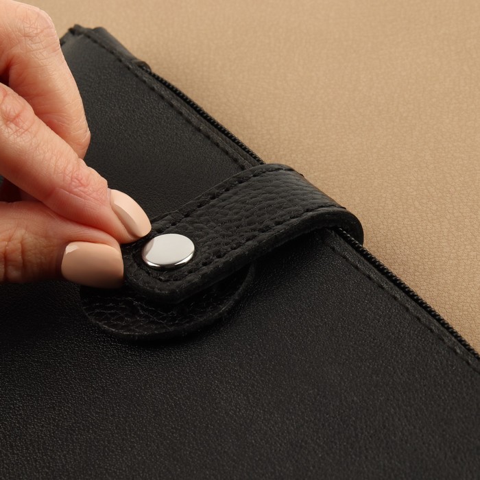 Застёжка пришивная для сумки, на кнопке, из натуральной кожи, 13,5 × 2,5 см, цвет чёрный/серебряный