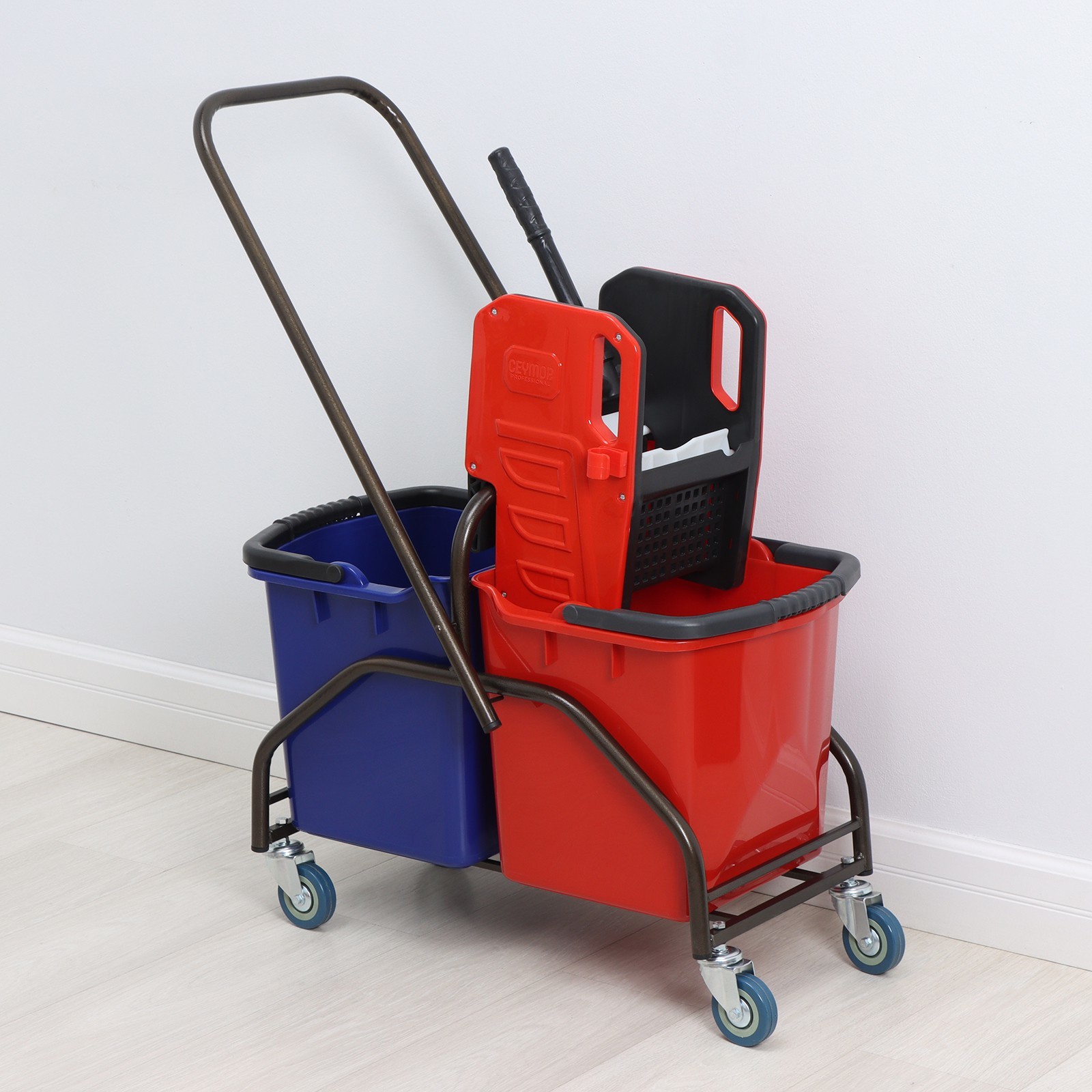 Тележка уборочная двухведерная для уборки помещений с отжимом, 2×25 л ...