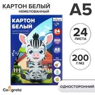 Картон белый А5, 24 листа, немелованный, плотность 200 г/м2, в папке - Фото 1