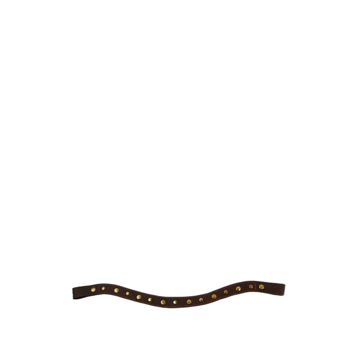Налобник Волна, заклепки, кожа, 15 мм, 40 см, коричневый, КС101к - Фото 1