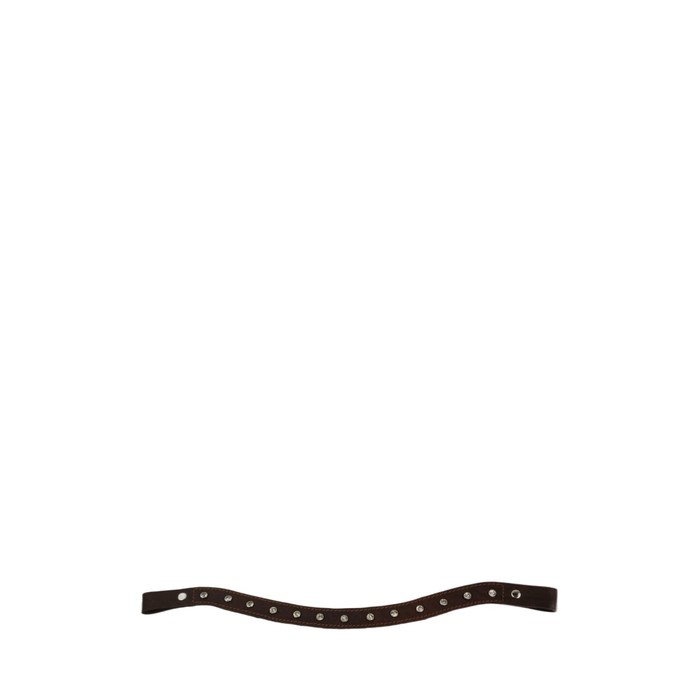 Налобник Волна, стразы, кожа, 15 мм, 40 см, коричневый, КС105к - Фото 1