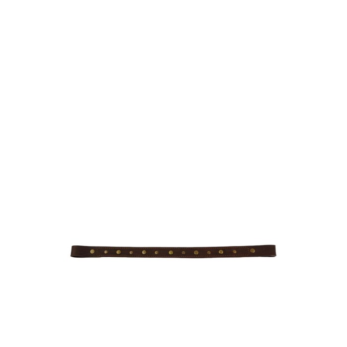 Налобник прямой, заклепки, кожа, 15 мм, 40 см, коричневый, КС111к - Фото 1