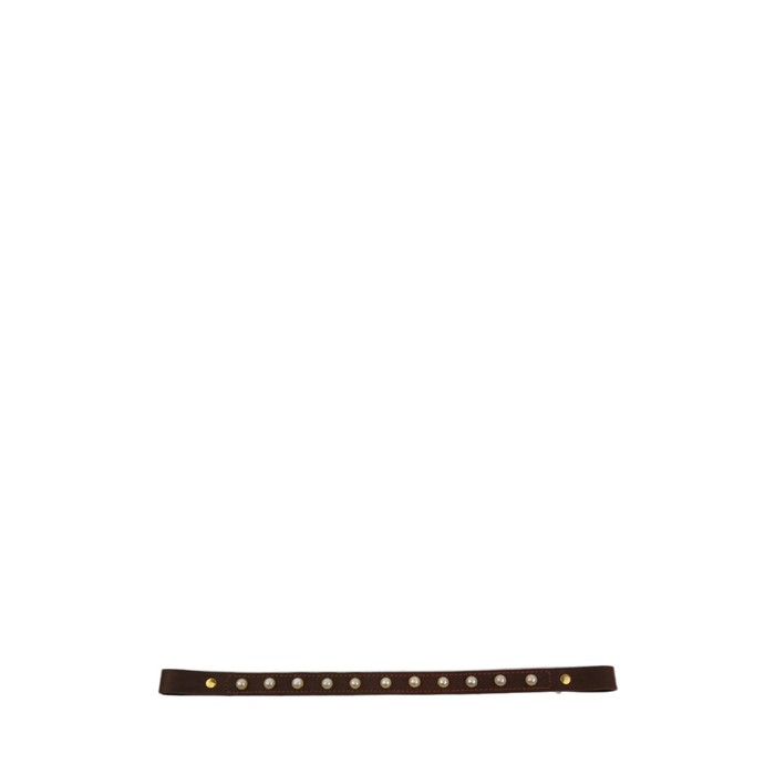 Налобник прямой, жемчуг, кожа, 20 мм, 40 см, коричневый, КС114к - Фото 1