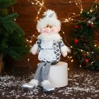 Мягкая игрушка "Бабушка Мороз в костюме с ремешком" 15х39 см, серый - фото 320560933