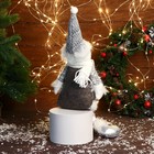 Мягкая игрушка "Снеговик в колпаке и шарфике, ножки-бусинки" 15х39 см, серый - Фото 2