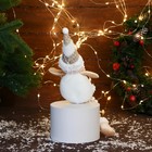 Мягкая игрушка "Дед Мороз в полосатом колпаке, ножки-бусинки" 10х32 см, золото - Фото 2