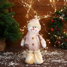 Мягкая игрушка "Снеговик в костюме с цветочками" стоит, 13х27 см, розовый - Фото 1